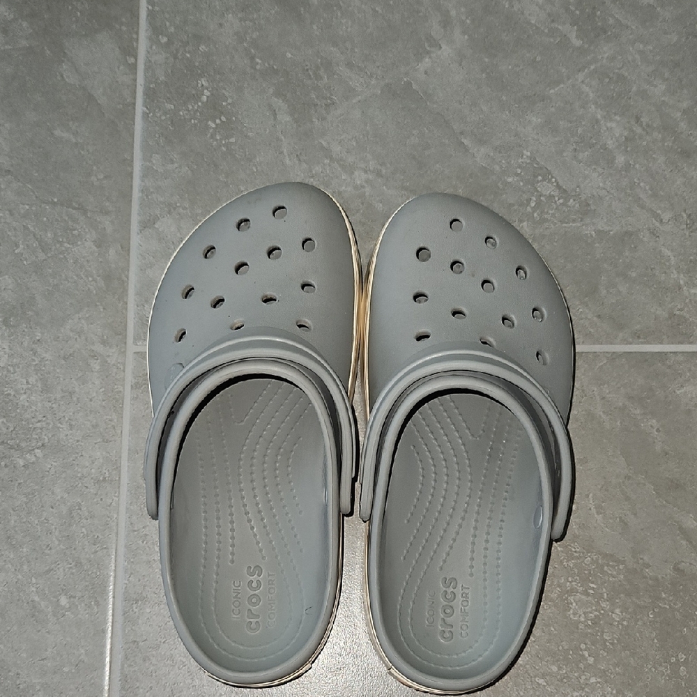 CROCS Gray Sandals with Perforated Design